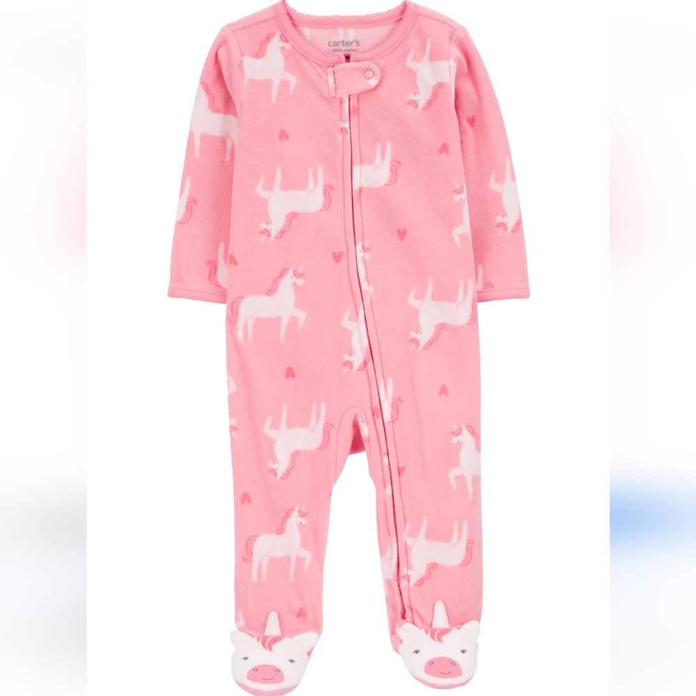 Carter's Pink Unicorn Footed Pajamas  Size 3-6 Months